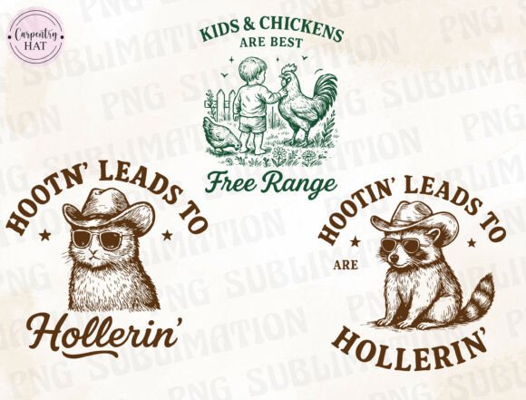 Preview of Western Farm Animal PNG Bundle T-shirt, sticker, and sublimation design