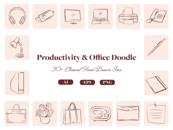 Work Office Doodle Icon Bundle Graphic Icons By artnivora.std