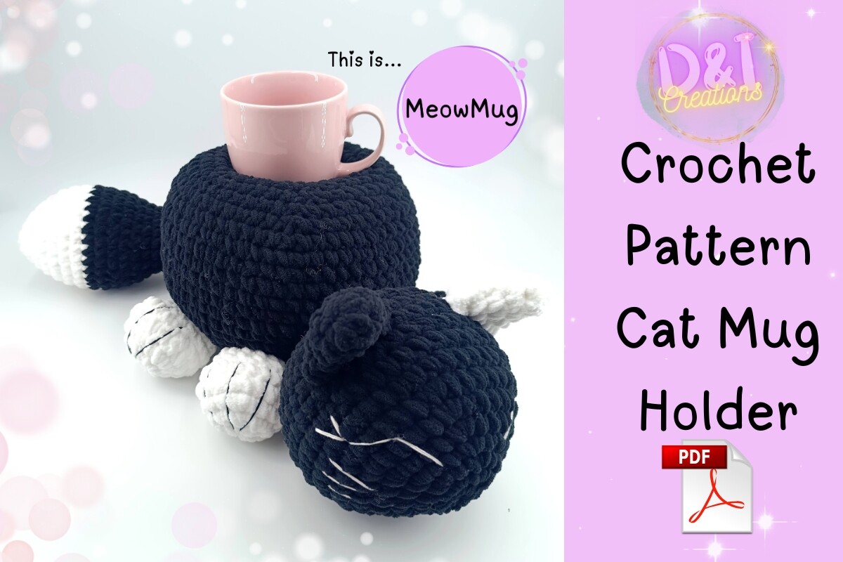 Cat Cup Holder Crochet Pattern Amigurumi