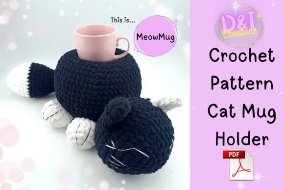 Cat Cup Holder Crochet Pattern Amigurumi