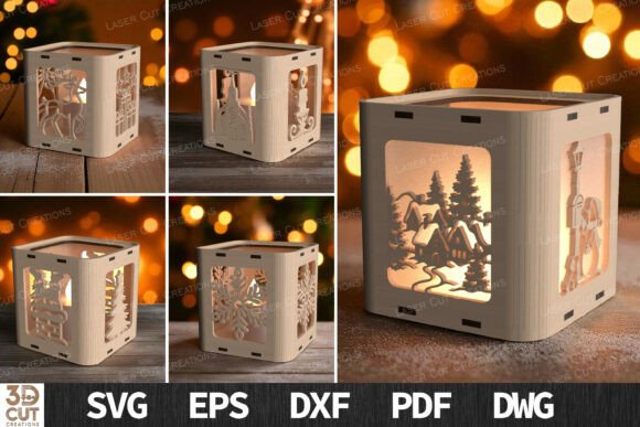 Christmas Candle Holder SVG Laser Cut laser cut file