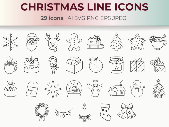 Cozy Christmas Line Icons | Vector SVG