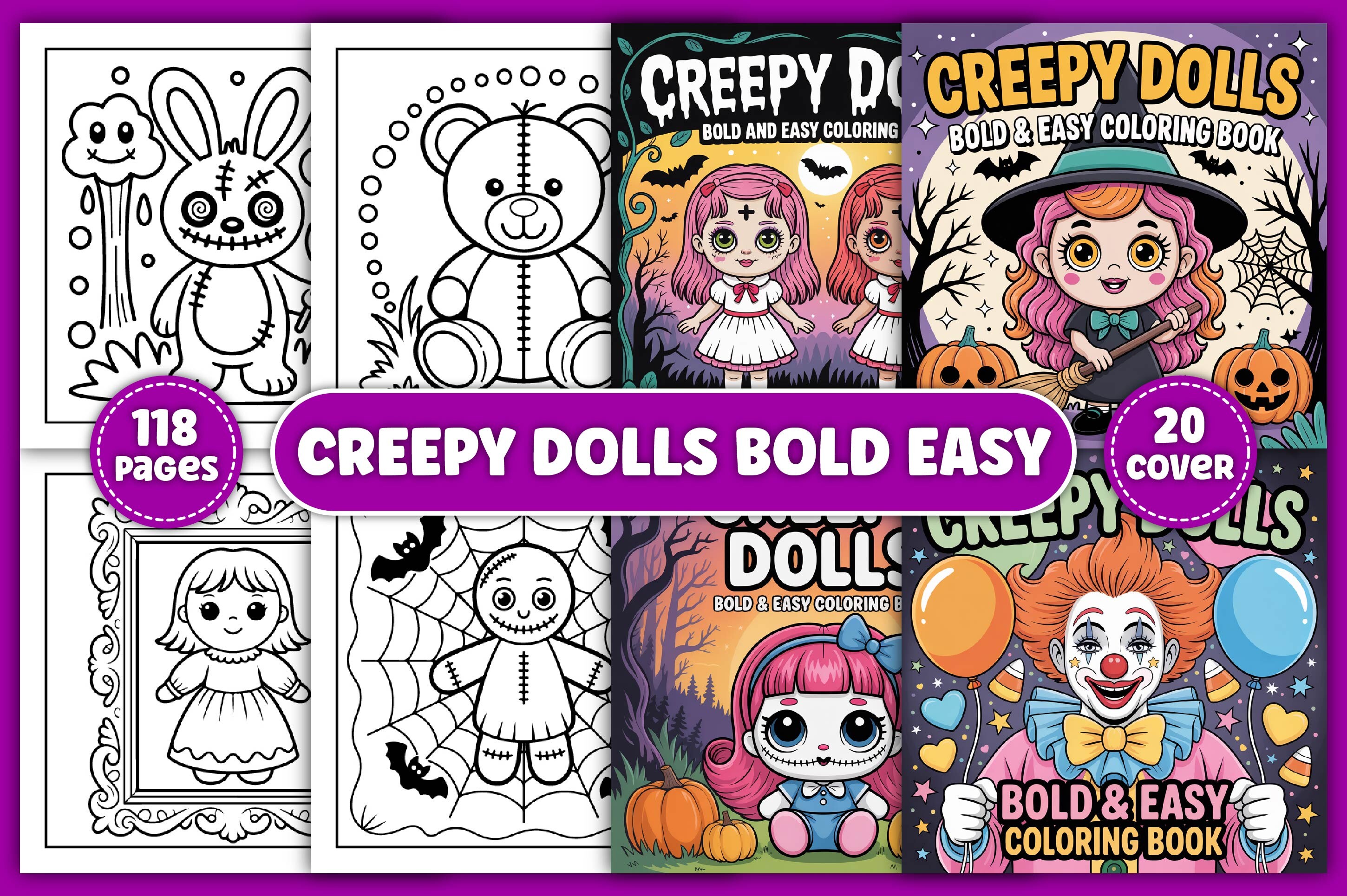 Creepy Dolls Bold & Easy Coloring Pages