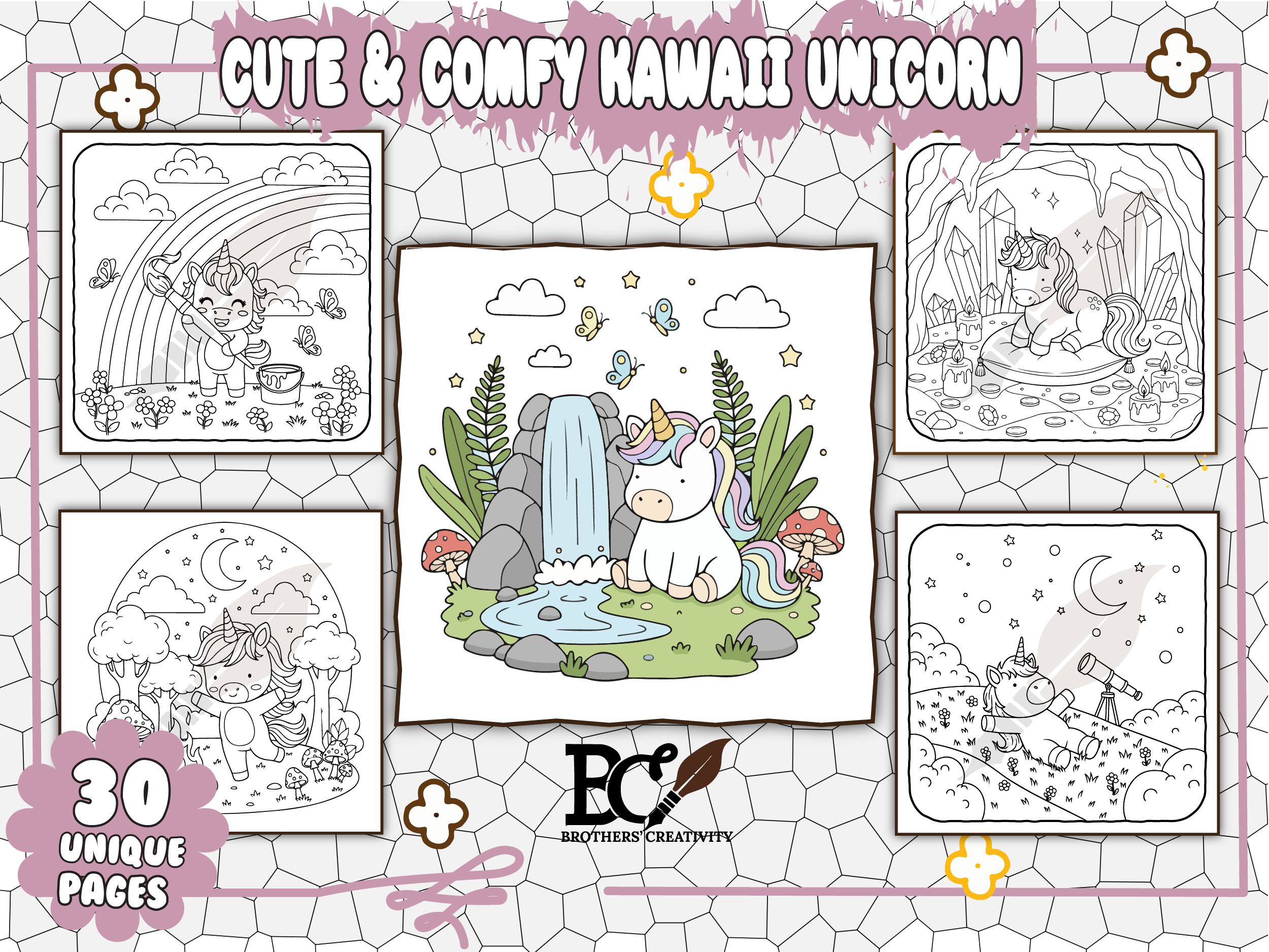 Cute & Comfy Kawa Unicorn Coloring Pages