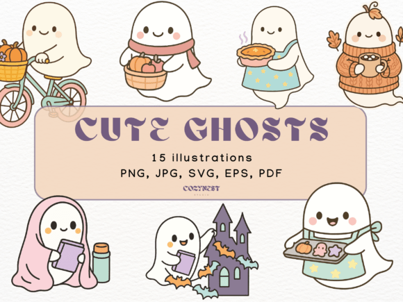 Cute Halloween Spooky Ghost Cliparts SVG