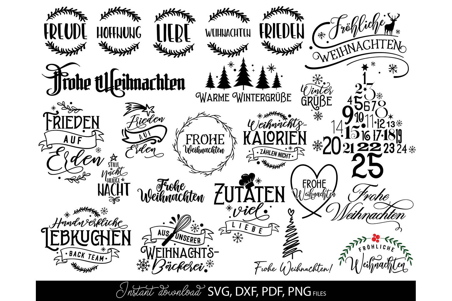 Frohe Weihnachten Plotter File Bundle