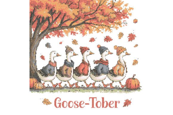 Goose-Tober Autumn Cross-Stitch Pattern