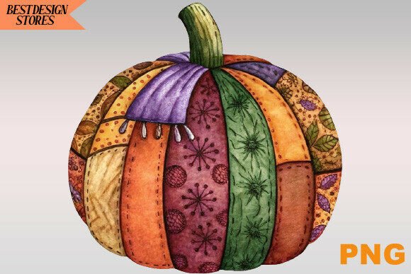 Patchwork Pumpkin Clipart PNG