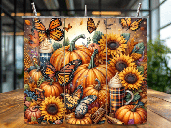 Pumpkin Sunflower Autumn Tumbler Wrap