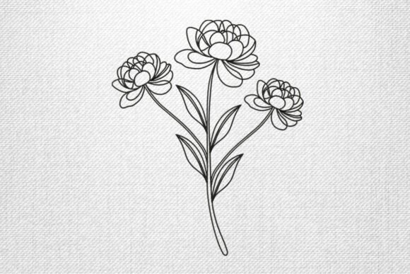 Three Flowers Line Art