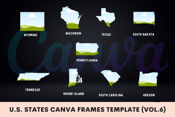U.S. States Canva Frames Template Vol.6
