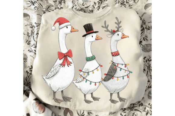 Vintage Christmas Goose Png Graphics