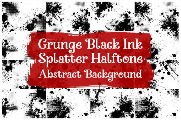 Abstract Black Paint Splatter Halftone Graphic Illustrations By Creativelab19