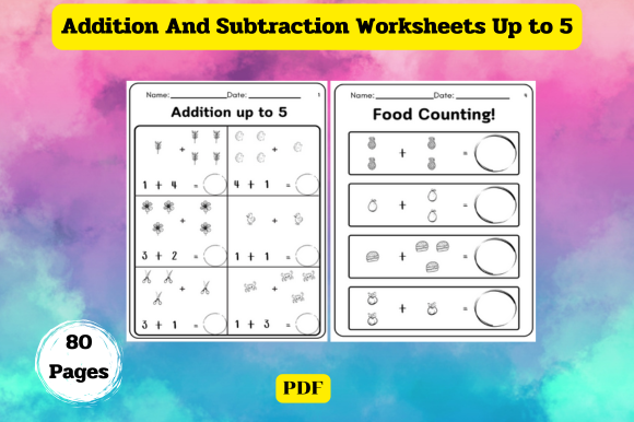 Addition & Subtraction Worksheet Up to 5 cover