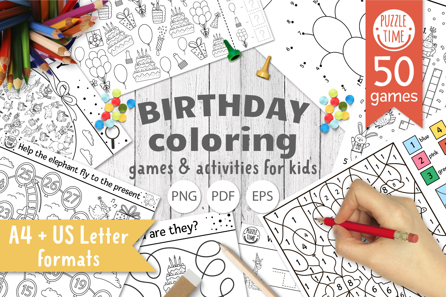 Birthday Coloring Games and Activities