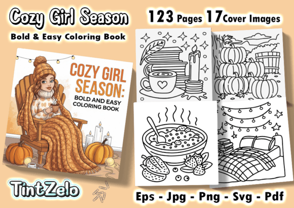 Bold Easy Cozy Girl Season Coloring Page