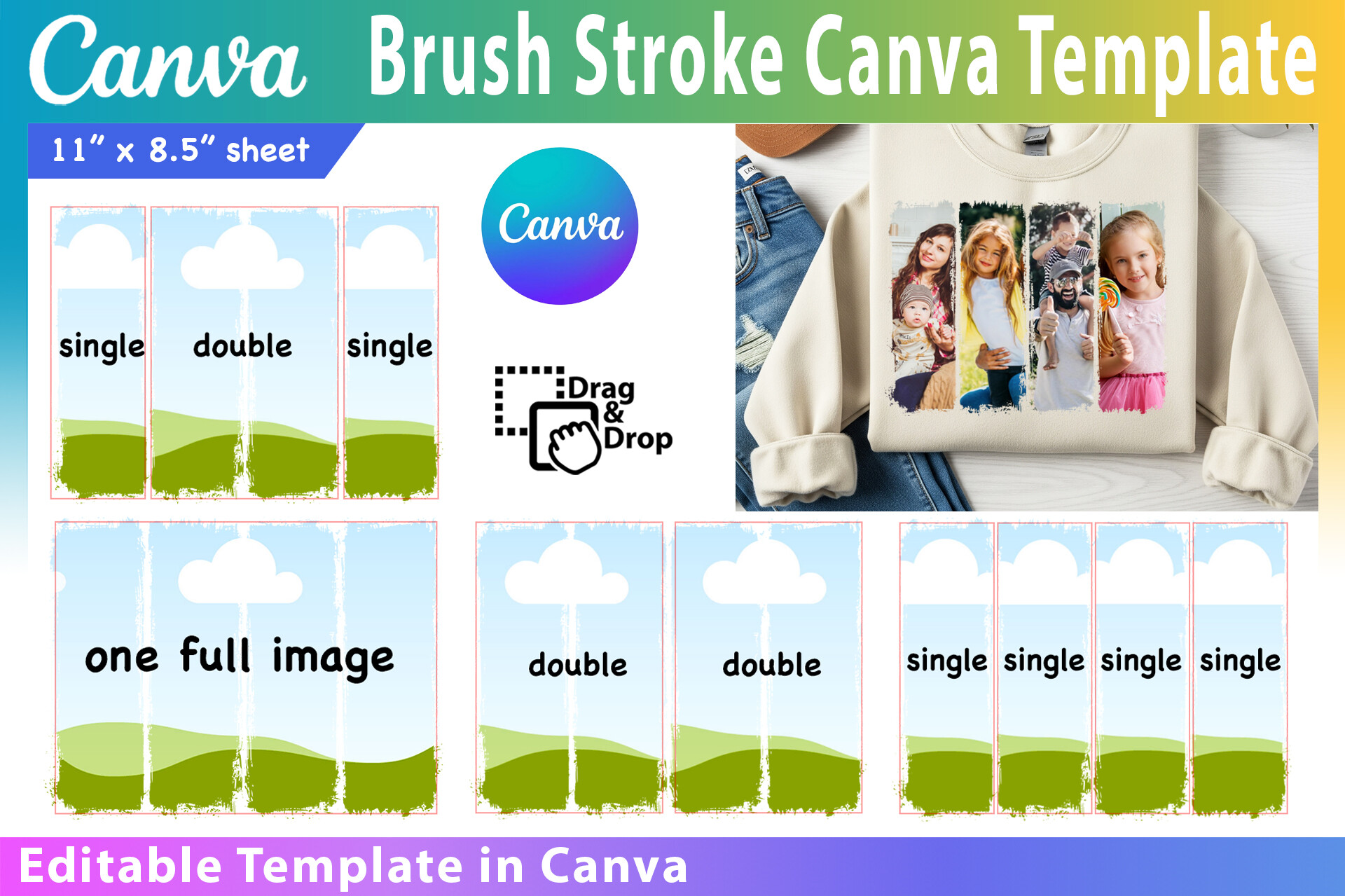 Editable Brush Stroke Canva Frames