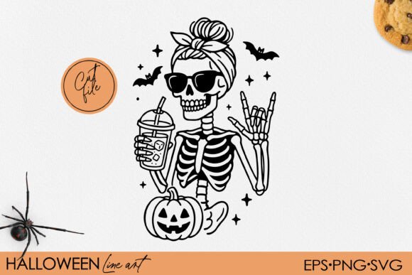 Sassy Skeleton Mom Clipart – Messy Bun