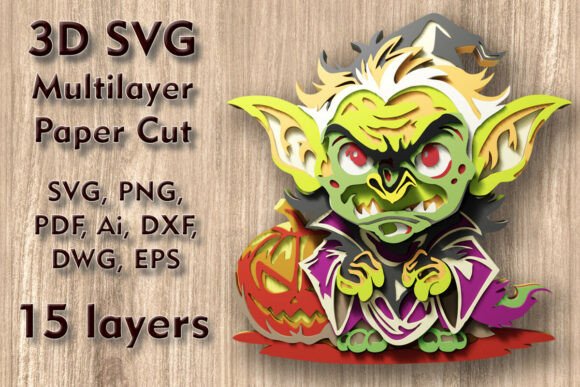 Troll 3D SVG Halloween Paper Cut Files