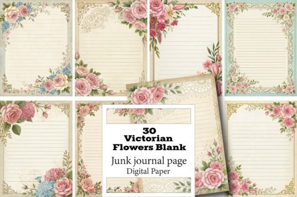 Victorian Flowers Blank Journal Page