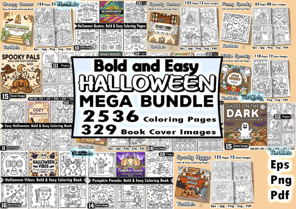 2536 Halloween Mega Coloring Page Bundle