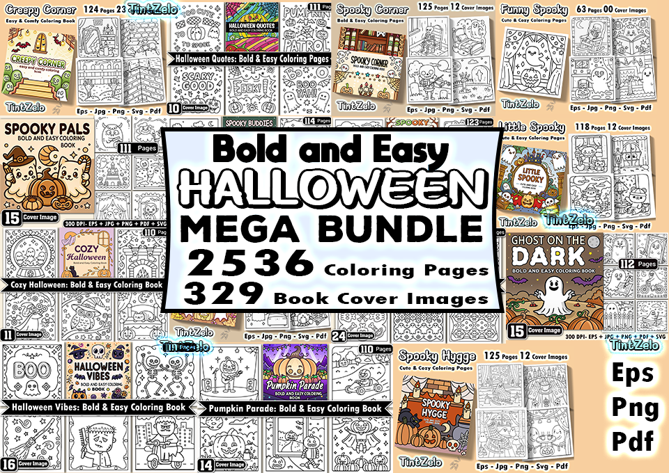 2536 Halloween Mega Coloring Page Bundle