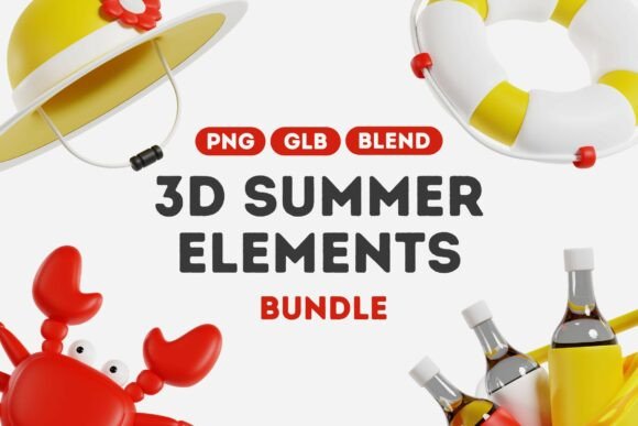 3D Summer Elements Set 3D-Druck Von Letterara Colony