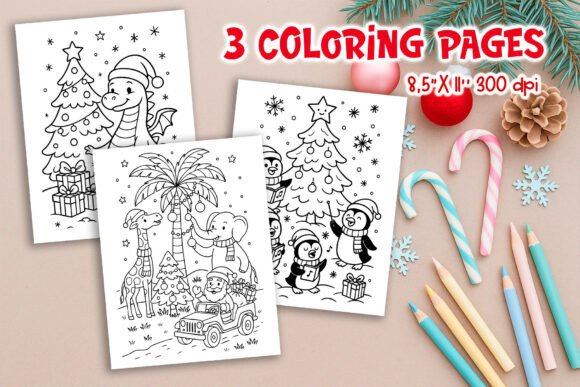 Christmas Animals Coloring Pages Kids