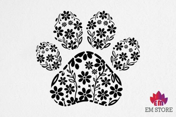 Floral Dog Paw, Floral Paw Print SVG