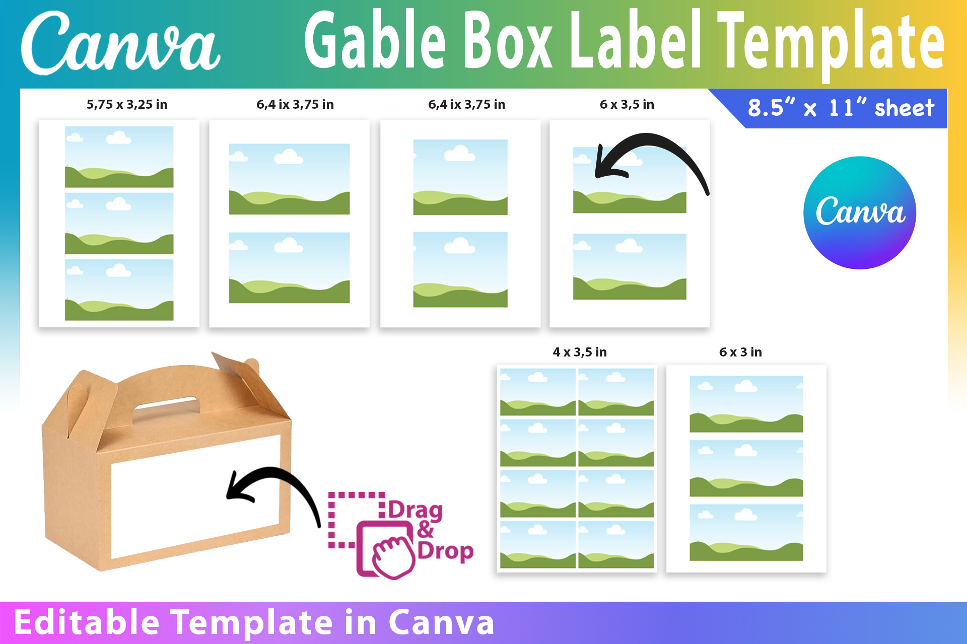 Gable Box Label Template Bundle