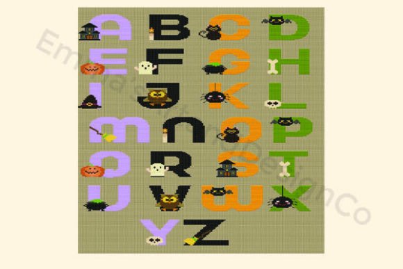 Halloween Alphabet Cross Stitch Pattern