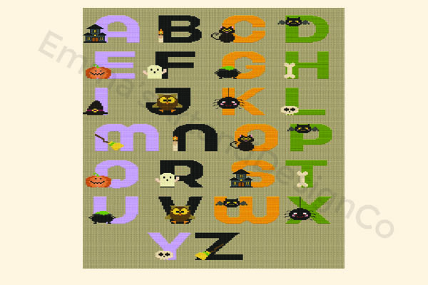 Halloween Alphabet Cross Stitch Pattern