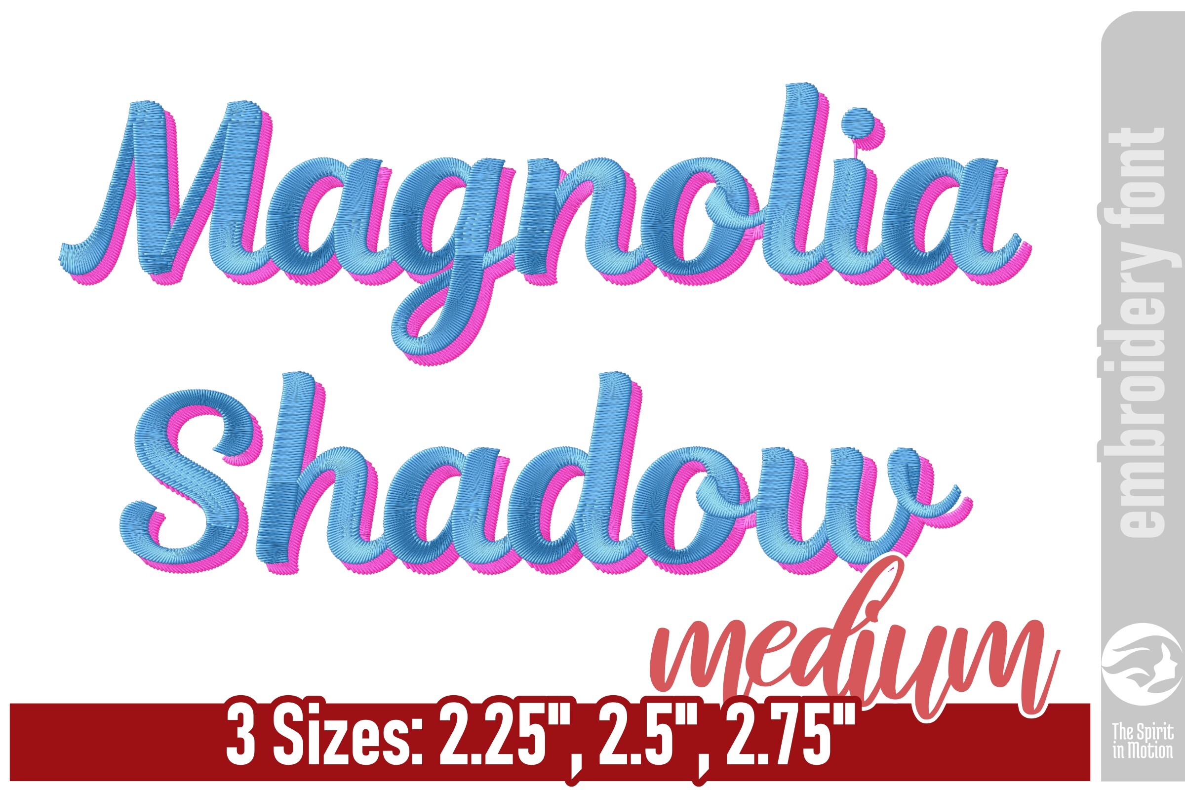 Magnolia Shadow Embroidery Font - Medium