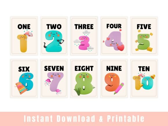 Numbering Flashcards for Toddlers Printable Set