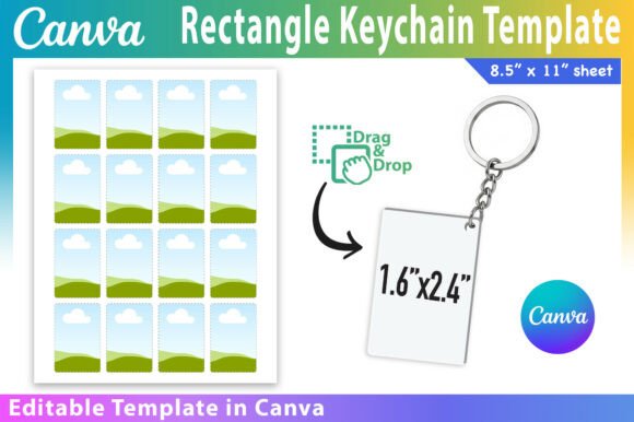 Rectangle Keychain Canva Template