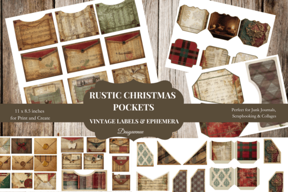 Rustic Christmas Pockets Printables Grafika Grafika AI Przez DasyAvenue