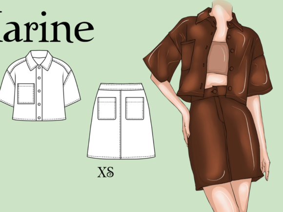 Shirt & Skirt Sewing Suit Set Sewing