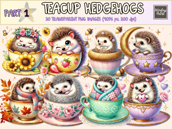 Teacup Hedgehogs Clipart
