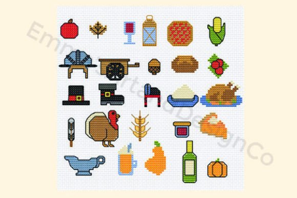 Thanksgiving Mini Icons Cross Stitch
