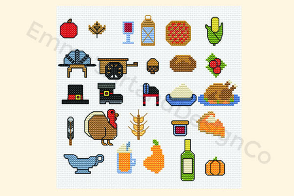 Thanksgiving Mini Icons Cross Stitch