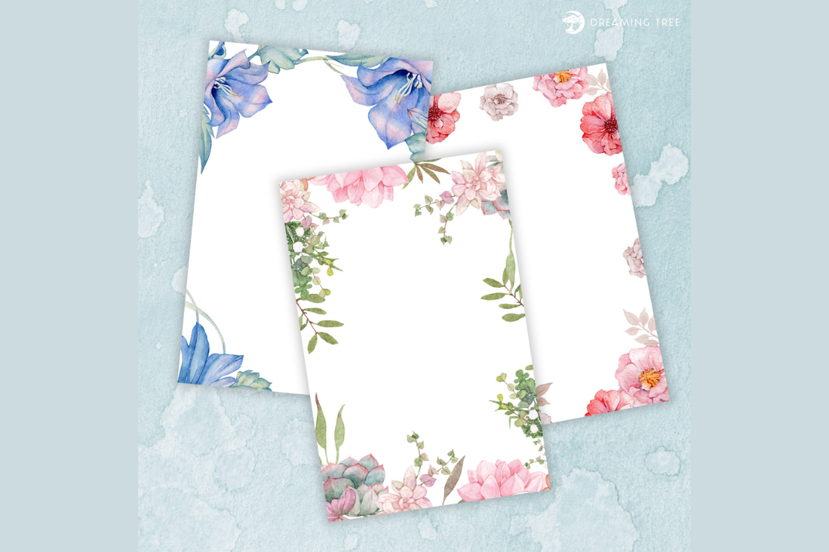 Watercolor Floral Card Inserts