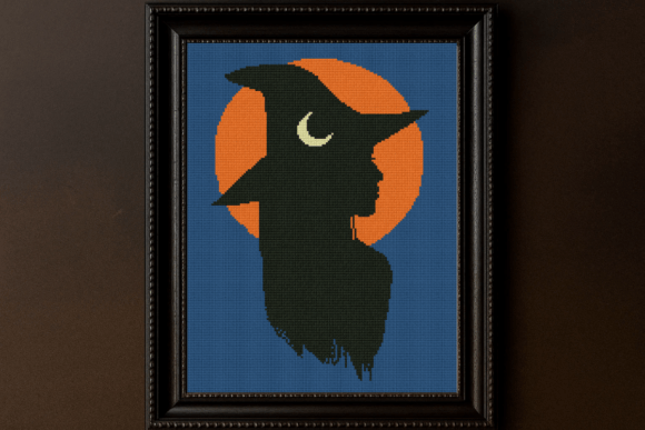 Witch Silhouette Cross Stitch Pattern