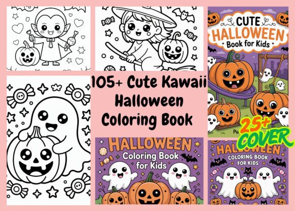 105+ Cute Kawaii Halloween Coloring Book