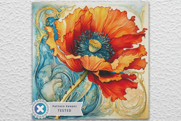 Cross Stitch Pattern PDF Poppy Flower