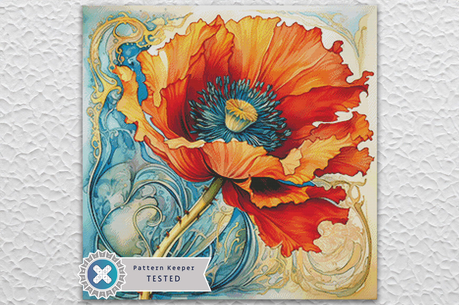 Cross Stitch Pattern PDF Poppy Flower