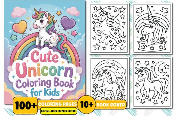 Cute Unicorn Coloring Book for Kids