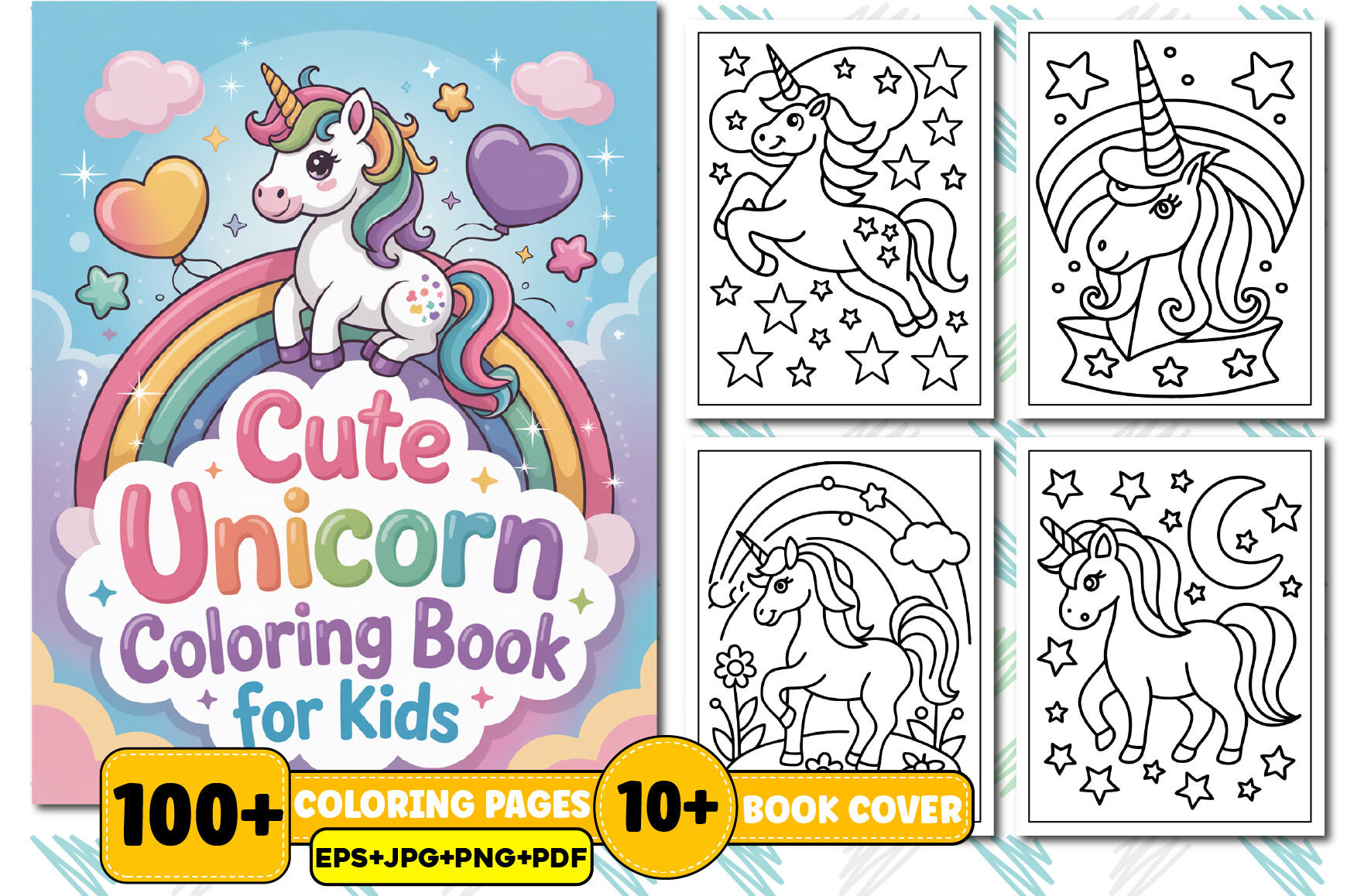 Cute Unicorn Coloring Book for Kids