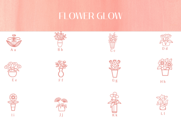 Flower Glow Font PNG with transparent background - Preview 1
