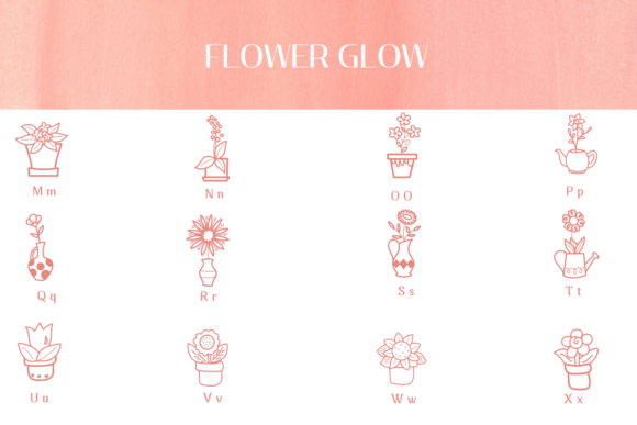 Flower Glow Font PNG with transparent background - Preview 2