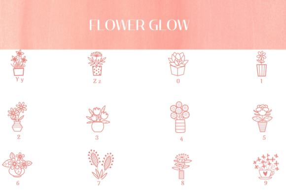 Flower Glow Font PNG with transparent background - Preview 3